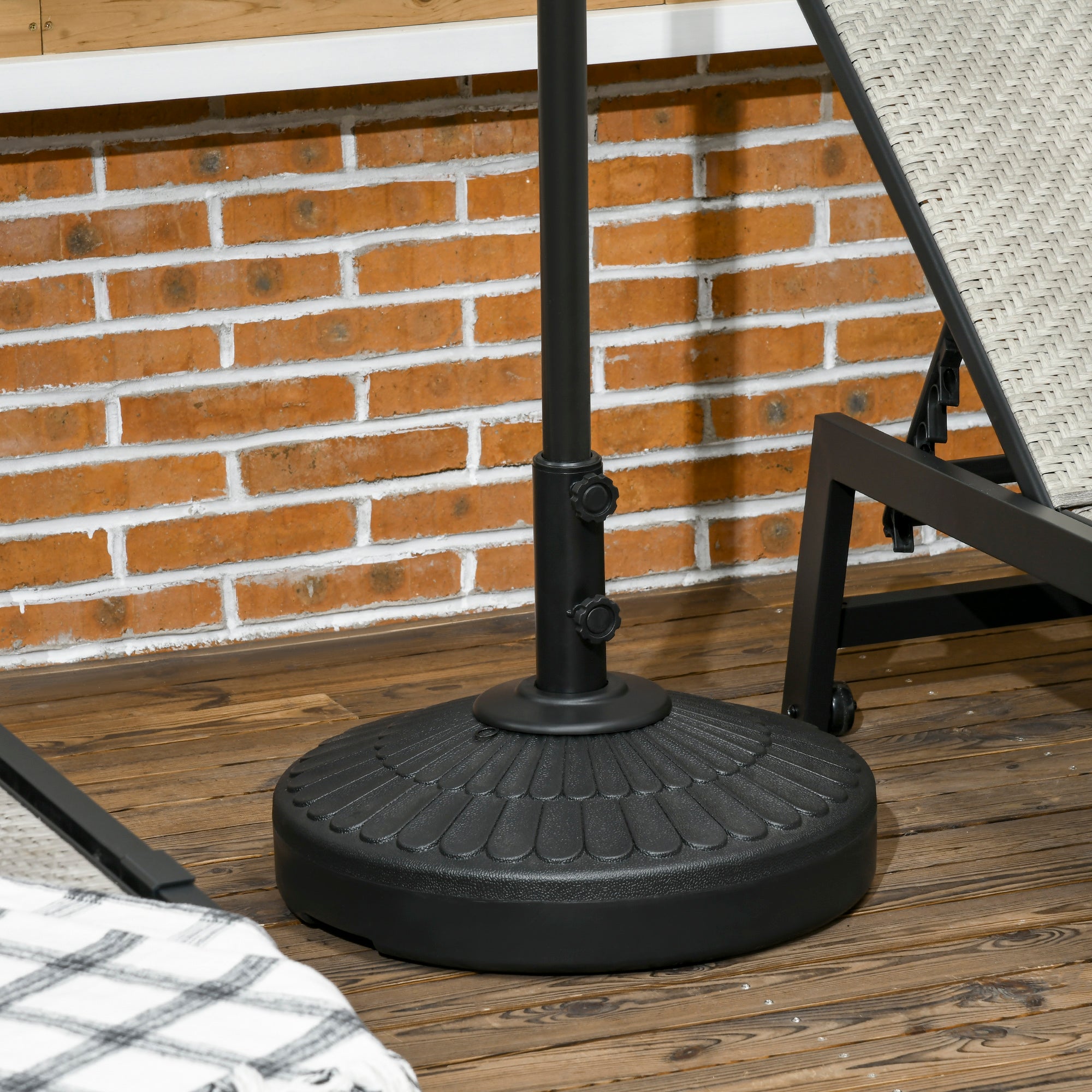 Patio Umbrella Base with Handle, Heavy Duty Round Umbrella Stand, Garden Umbrella Holder for 1.5