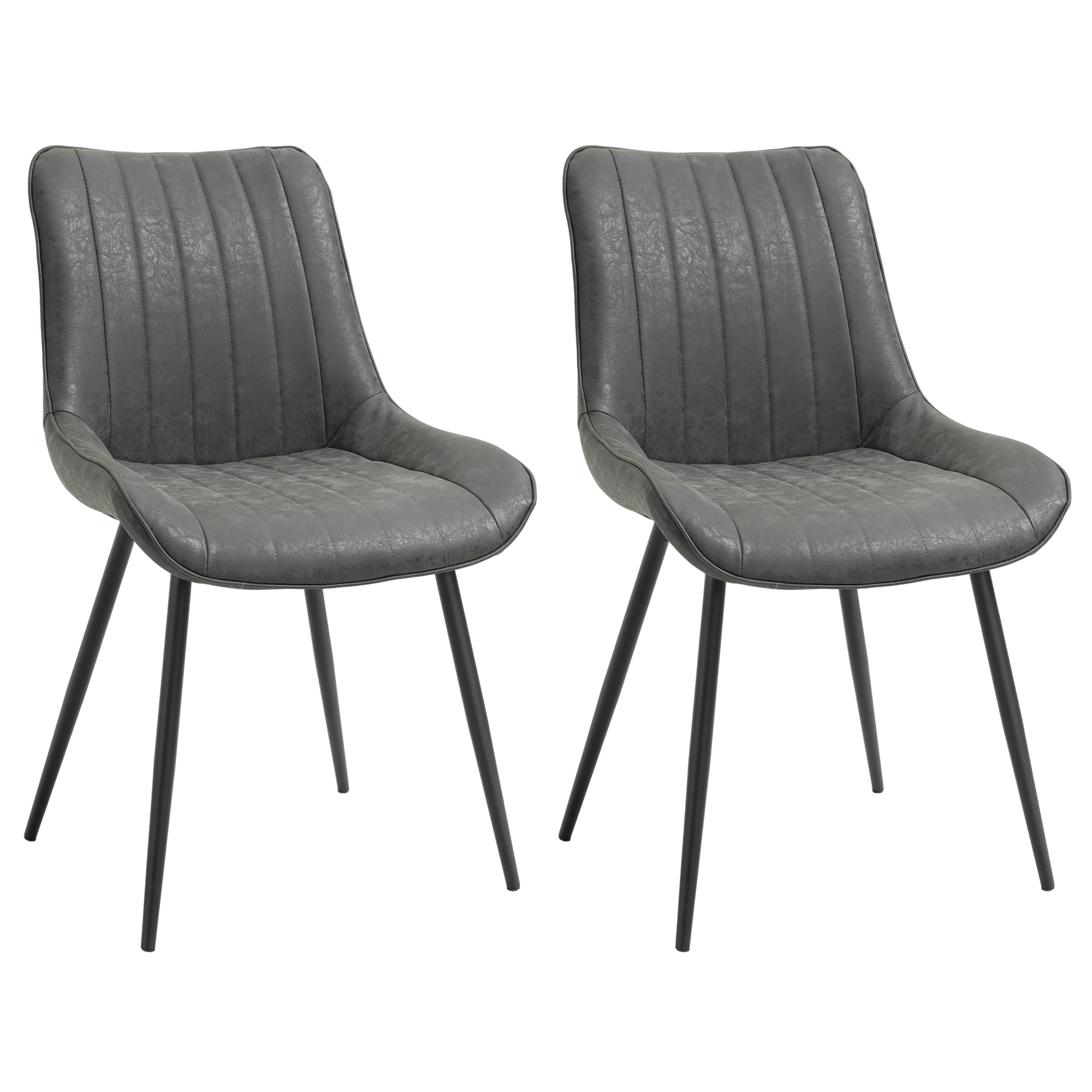 Dining Chairs Set of 2, PU Upholstered Kitchen Chairs with Metal Legs for Dining Room, Grey Bar Stools Grey  at Gallery Canada