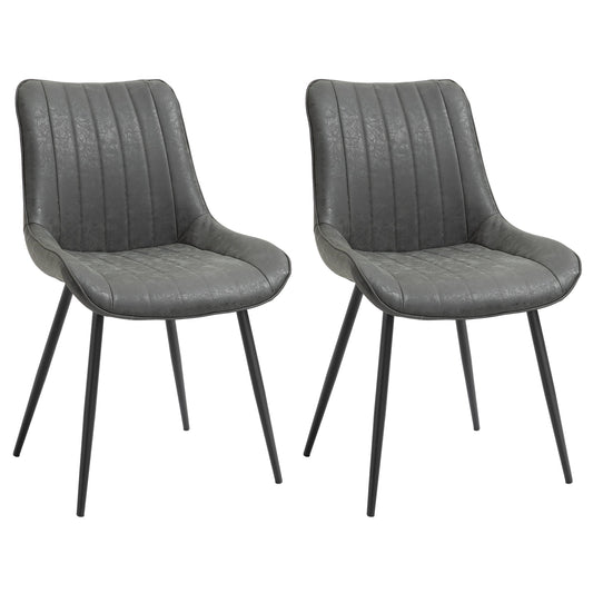 Dining Chairs Set of 2, PU Upholstered Kitchen Chairs with Metal Legs for Dining Room, Grey - Gallery Canada