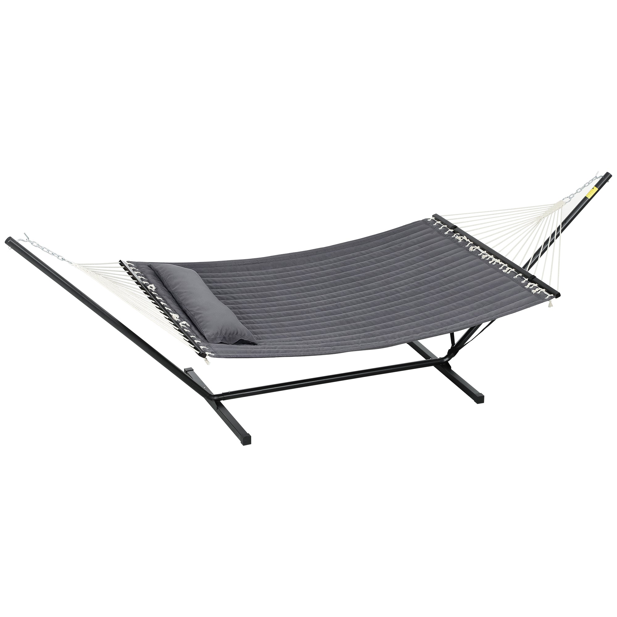 2 Person Hammock Quilted Double Hammock with Stand Pillow Spreader Bars for Outdoor Camping Beach, Dark Grey Camping Hammocks at Gallery Canada