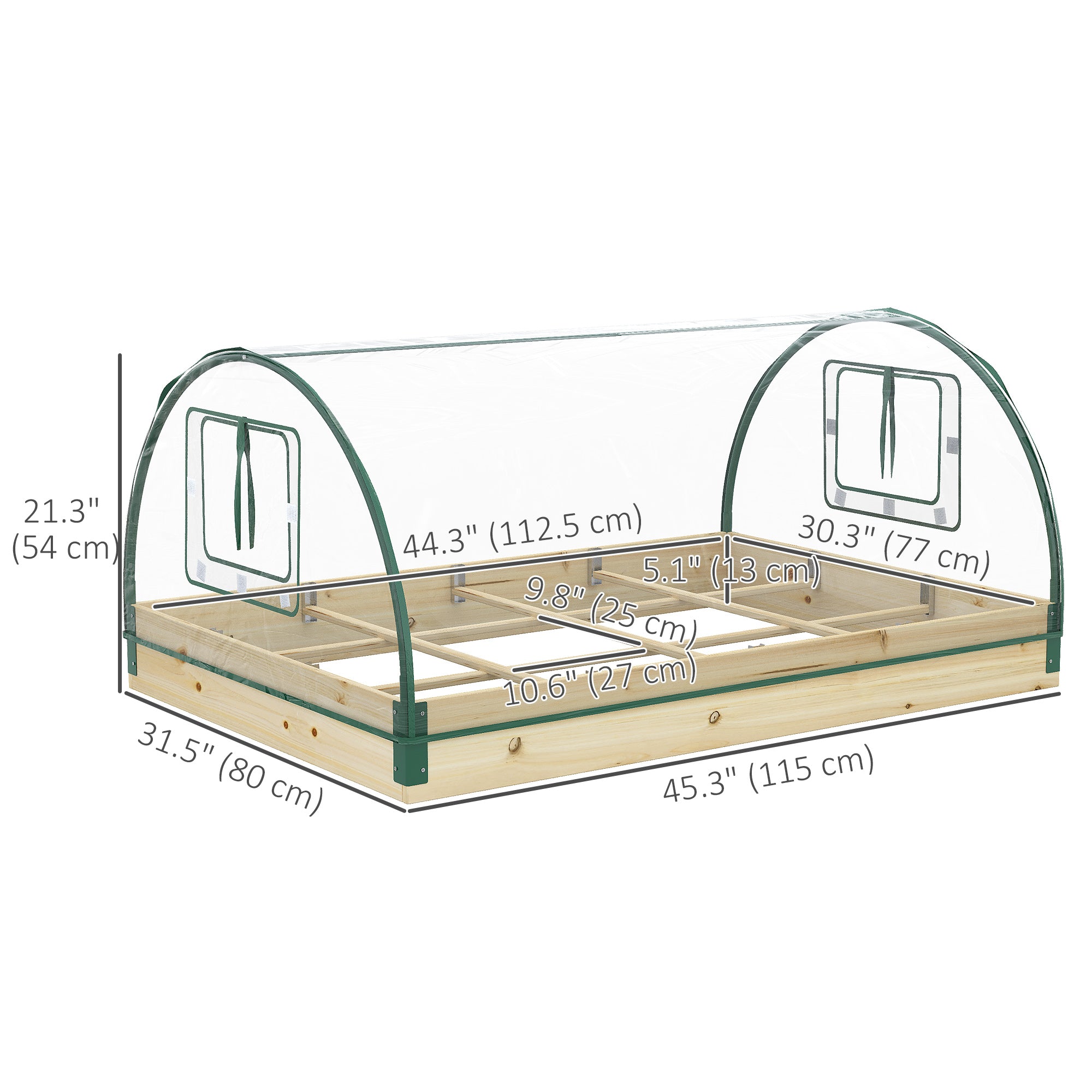 12 Pockets Raised Garden Bed with Greenhouse and Roll Up Windows for Vegetables, Flowers, 4' x 3' x 2', Natural Wood Raised Garden Beds at Gallery Canada