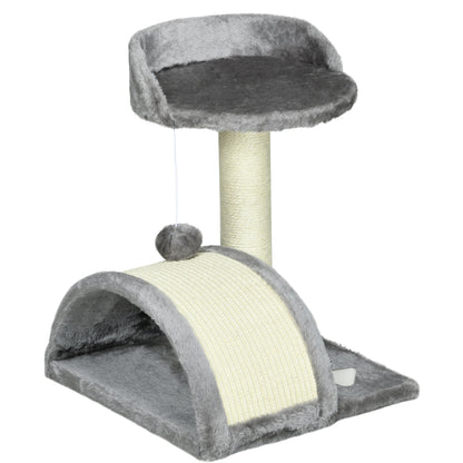 17" Cat Scratching Tree Kitty House Kitten Activity Centre Pet Bed Post Furniture with Hanging Toy (Grey) Cat Posts   at Gallery Canada