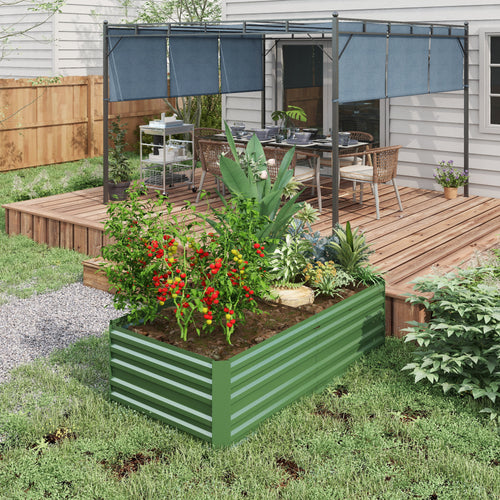 Galvanized Raised Garden Bed, Steel Outdoor Planters with Reinforced Rods, 71