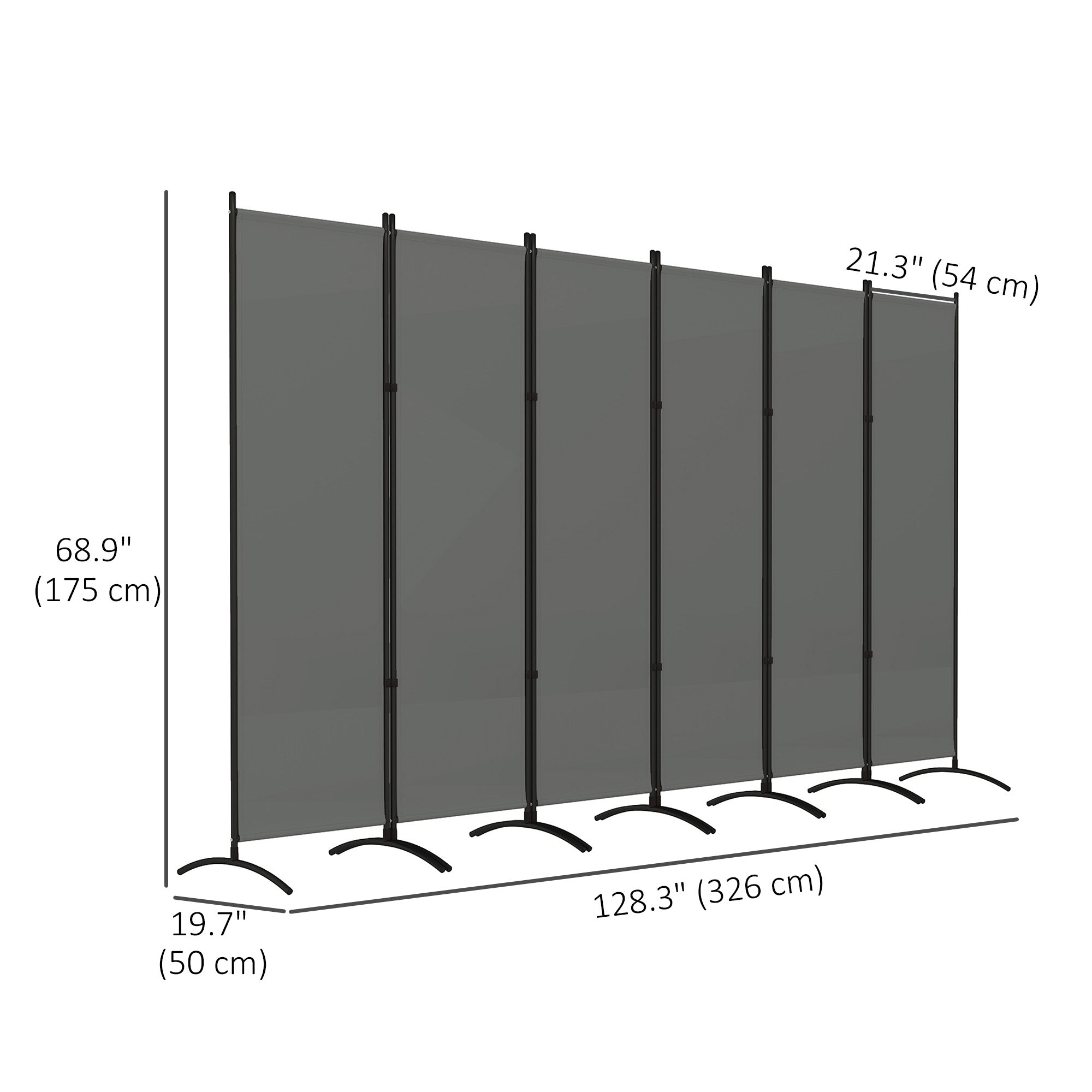 6 Panel Folding Room Divider, UV30+ Privacy Screen, Indoor Outdoor Privacy Panel with Stable Base, Dark Grey Side Awnings at Gallery Canada