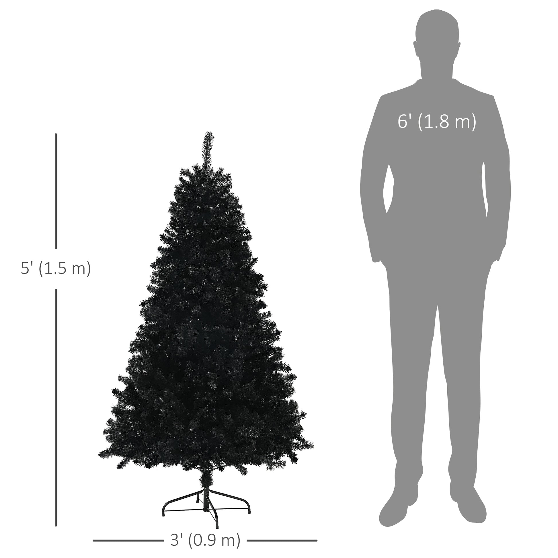 5ft Artificial Christmas Trees with Auto Open and Steel Base, Black Artificial Christmas Trees   at Gallery Canada