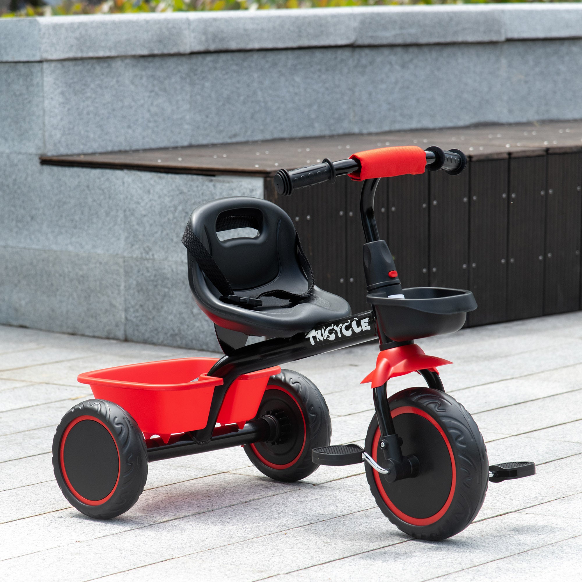 Large Kids Tricycle for Toddler 2-5 Year Old Girls and Boys, Toddler Trike Bike with Adjustable Seat, Safety Belt, Two Storage Baskets, Red Tricycles for Kids at Gallery Canada