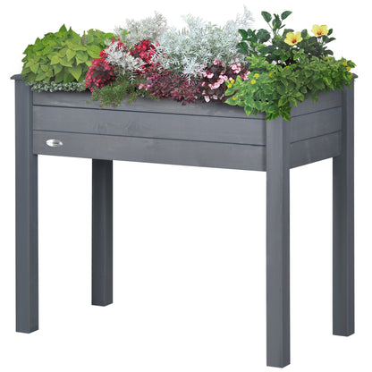 34"x18"x30" Wooden Raised Garden Bed, Elevated Planter Box with Legs, Drainage Holes, Inner Bag for Garden, Dark Grey Raised Garden Beds Dark Grey  at Gallery Canada