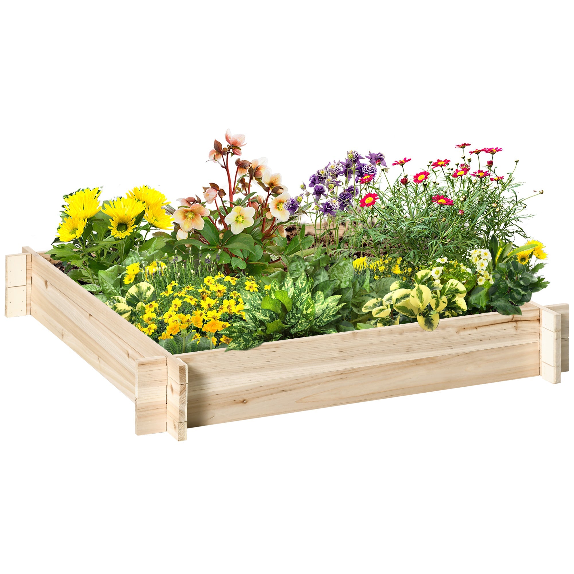 39'' x 39'' Screwless Raised Garden Bed, Wooden Planter Box, Easy DIY Herb Garden for Vegetable Flower Herb Outdoor Lawn Yard Patio Wooden Planter Boxes Natural  at Gallery Canada