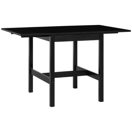 Foldable Solid Wood Dining Table, Drop Leaf Table for Small Spaces, Folding Table for Kitchen, Dining Room, Black