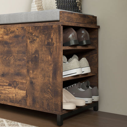 Shoe Storage with Seat, Upholstered Hallway Bench, Shoe Bench with Flip Drawer and Side Rack for 6 Pairs of Shoes Shoe Storage Cabinets & Racks   at Gallery Canada