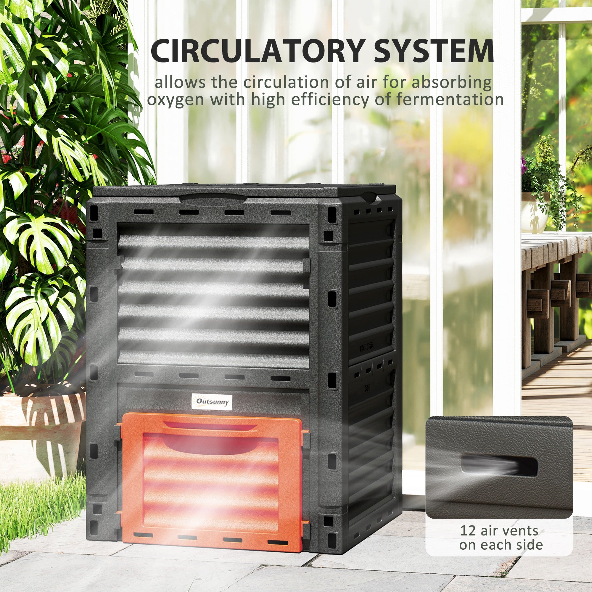 Outdoor Compost Bin Garden Container, Fast Creation of Fertile Soil Aerating Compost Box, 80 Gallon, Orange Outdoor Compost Bin at Gallery Canada