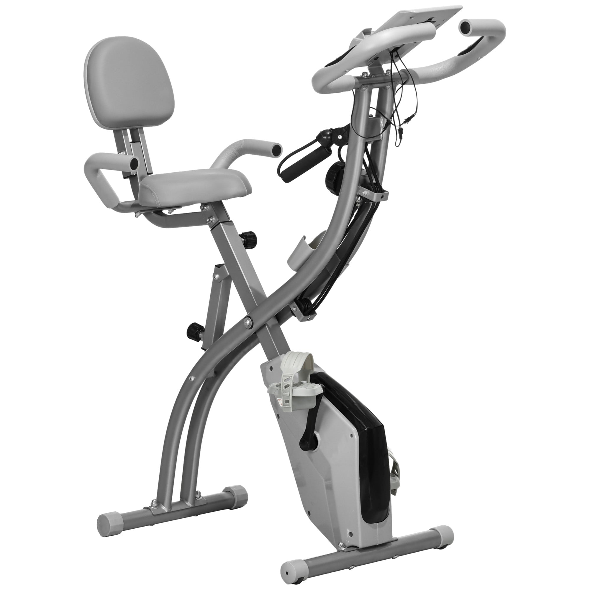 3 in 1 Folding Exercise Bike, Foldable Stationary Bike with 8-Level Magnetic Resistance, Adjustable Seat, Grey Exercise & Stationary Bikes Grey at Gallery Canada