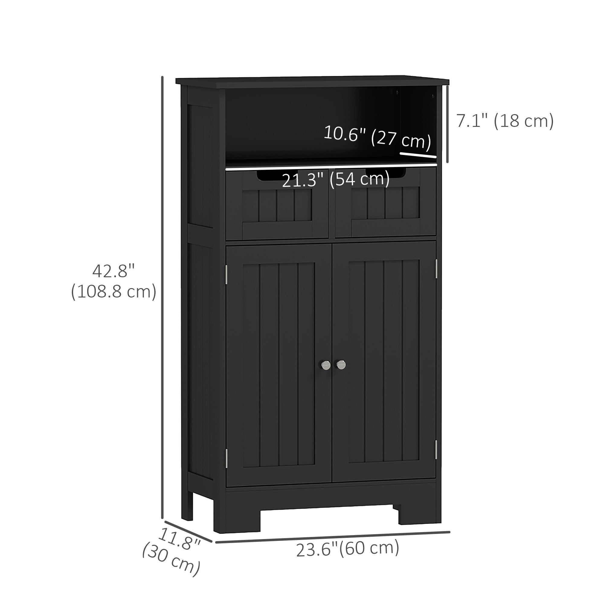 Freestanding Bathroom Cabinet with Adjustable Shelf and Drawers, Small Cabinet for Bathroom, Living Room, Black Bathroom Cabinets at Gallery Canada