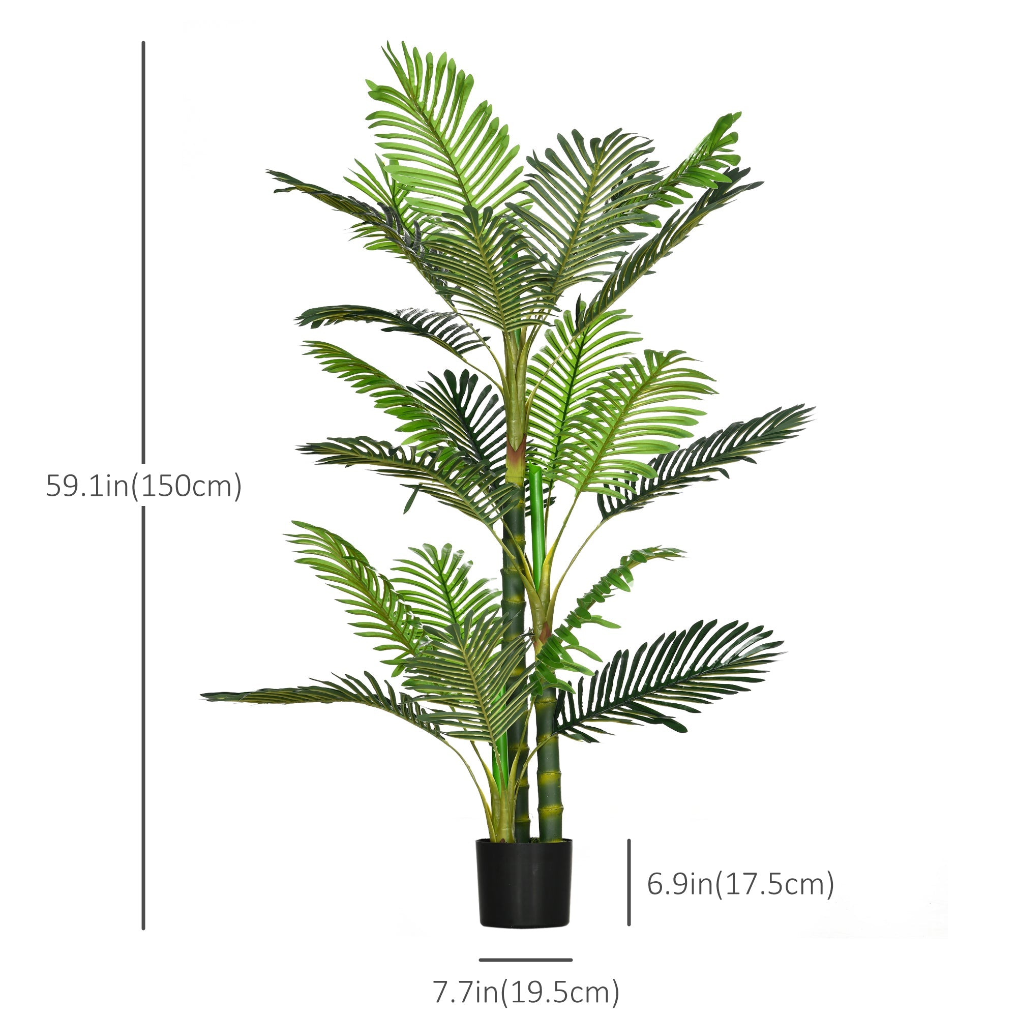 Artificial Tree Areca Palm Tree Fake Plants in Pot with 21 Leaves for Indoor Outdoor Decor, 8