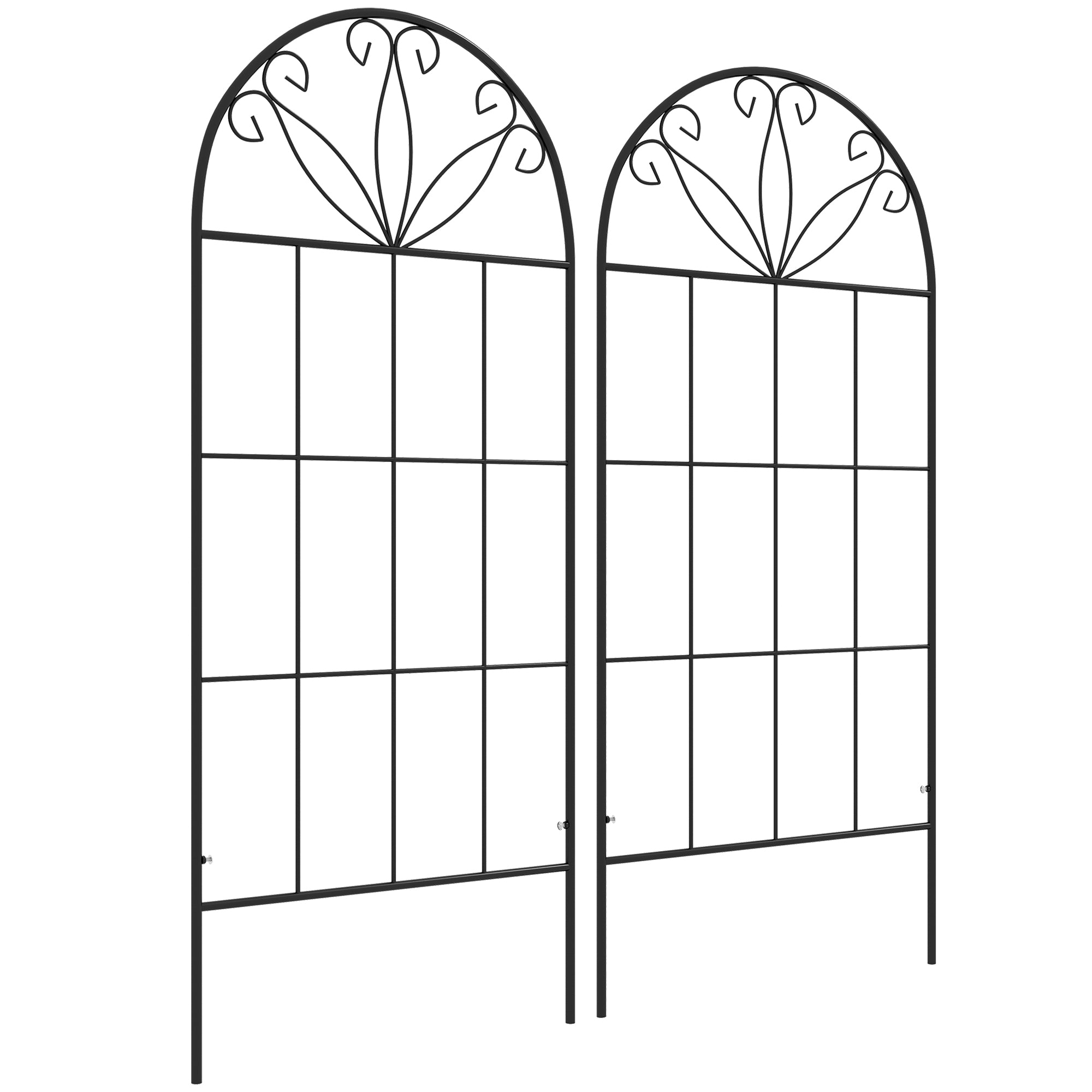 Metal Garden Trellis Pack of 2 for Climbing Plants, Arched Grid Trellis Panels, 20