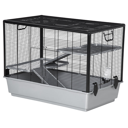 3-tier Hamster Cage, Guinea Pig Cage with Accessories Food Dish Water Bottle, Ramps, 31.5"x19"x 23", Grey - Gallery Canada