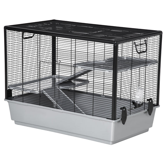 3-tier Hamster Cage, Guinea Pig Cage with Accessories Food Dish Water Bottle, Ramps, 31.5"x19"x 23", Grey Houses & Habitats Grey  at Gallery Canada