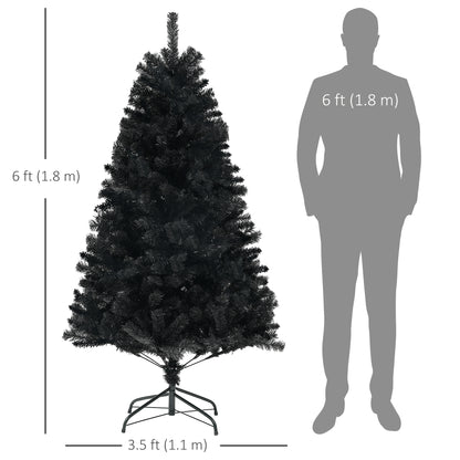 6ft Artificial Christmas Trees with Auto Open and Steel Base, Black Artificial Christmas Trees   at Gallery Canada