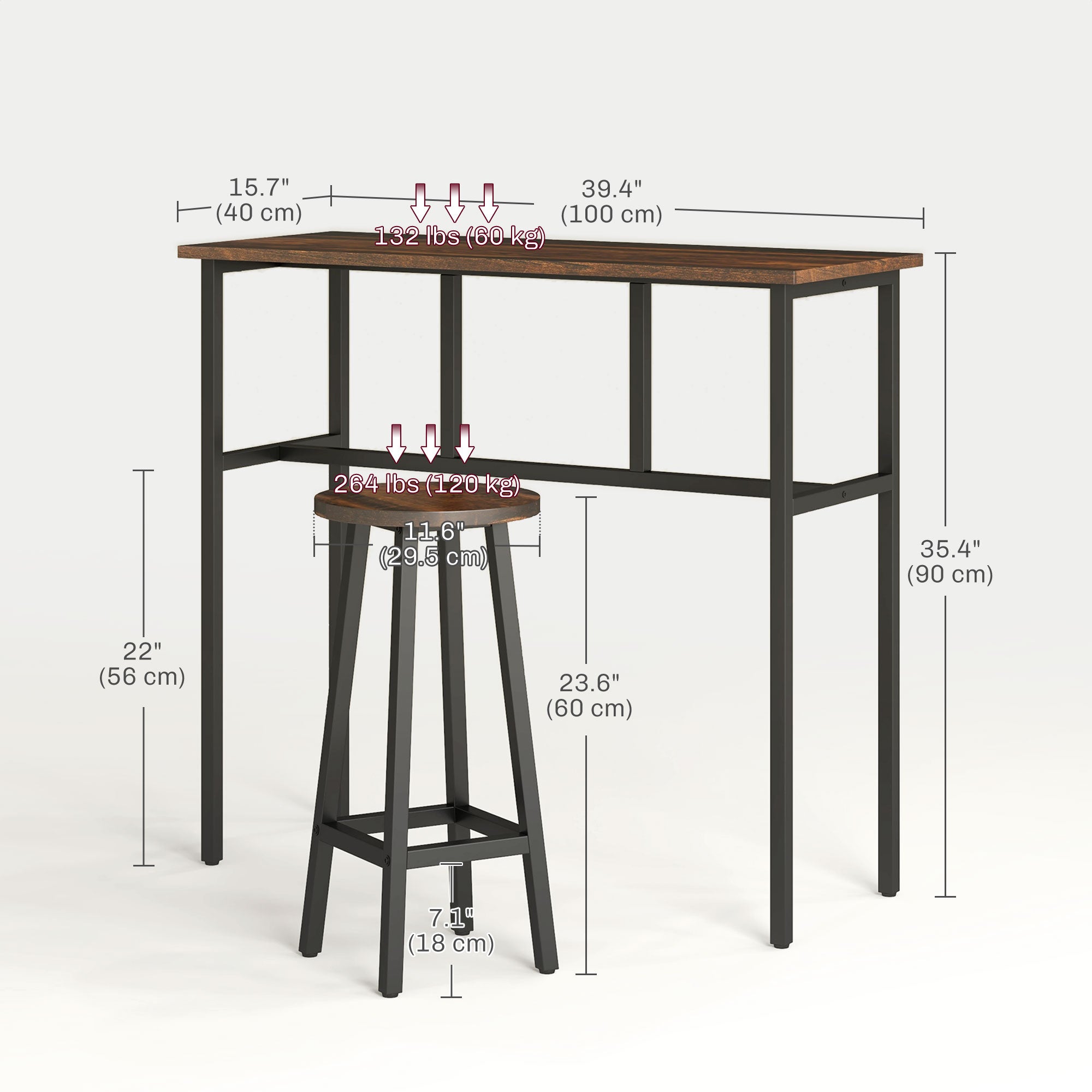 Bar Table Set of 6 Bar Table and Stools for 4 2 Breakfast Tables and 4 Stools for Living Room Dining Room Rustic Brown Bar Sets at Gallery Canada