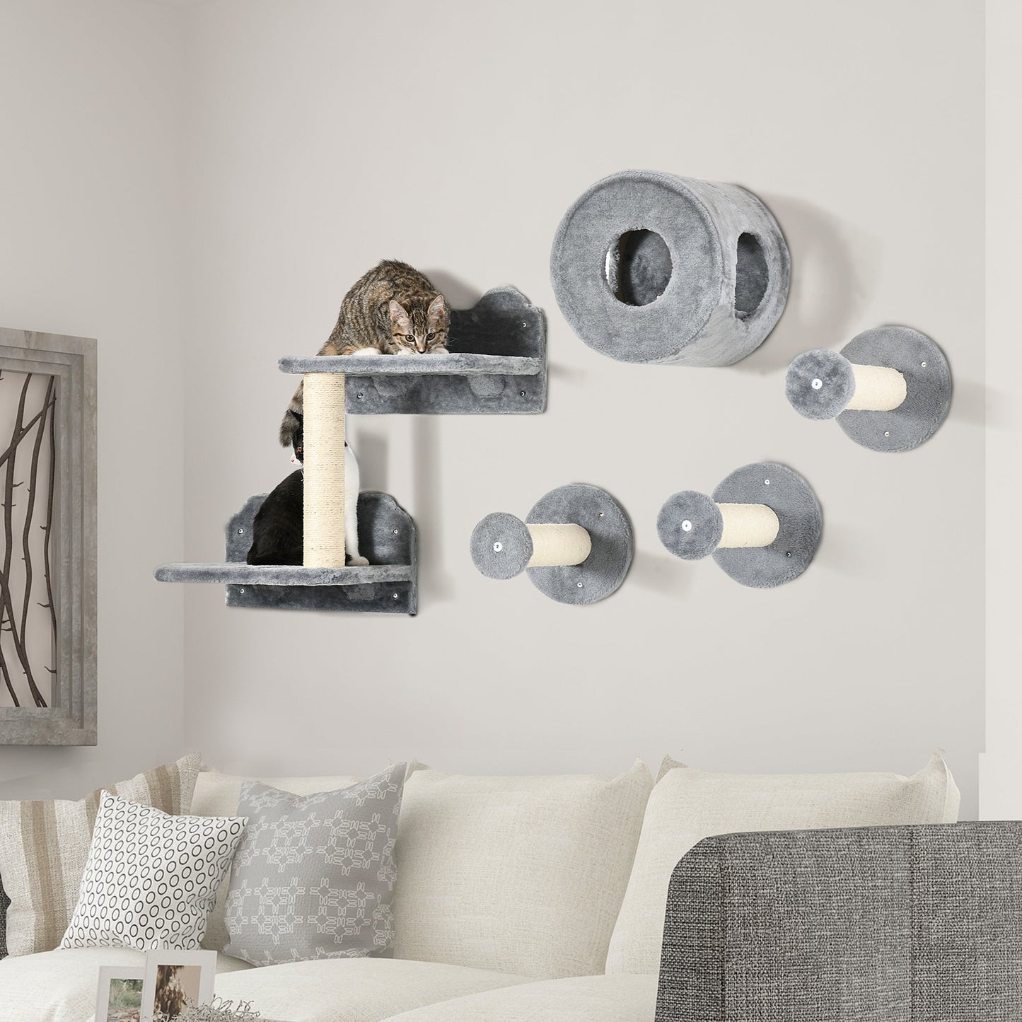 Pet Wall-mounted Climbing Shelf Set, Grey Cat Climbing Wall   at Gallery Canada