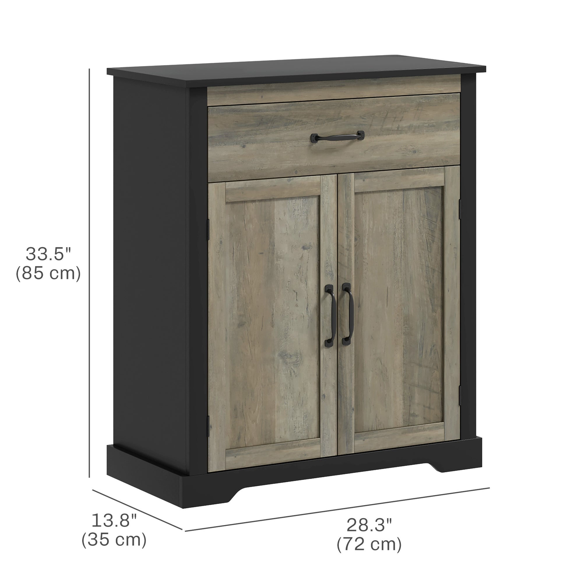 Sideboard Buffet Cabinet, Storage Cabinet with Drawer, Double Doors and Adjustable Shelf, Black Storage Cabinets   at Gallery Canada