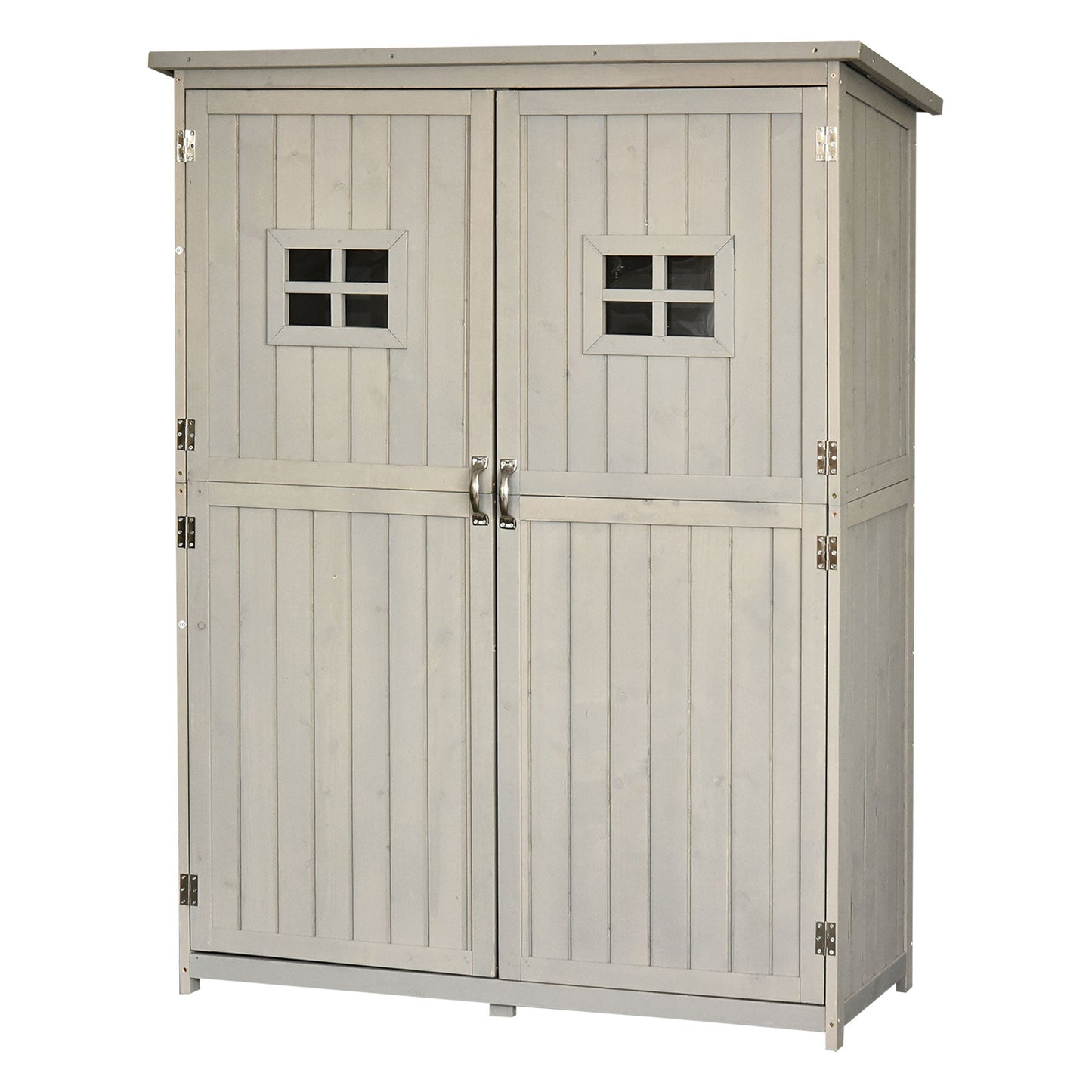 4x1.5ft Wooden Garden Storage Shed, Outdoor Tool Cabinet Organizer with Windows and Double Door Sheds Grey  at Gallery Canada