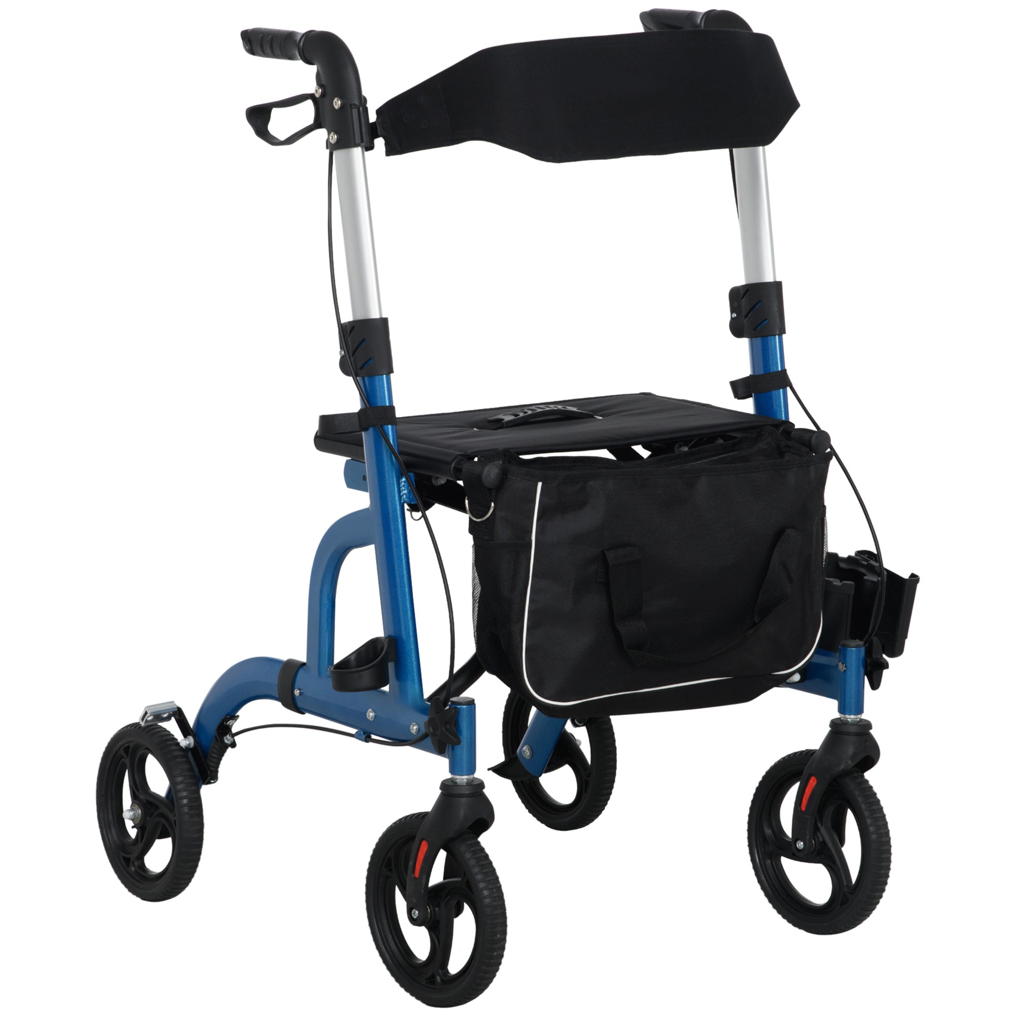 Rollator Walker for Seniors and Adults with 8'' Wheels, Padded Seat and Backrest, Storage Bag Blue Knee Walker & Wheelchair Ramps Blue, Black at Gallery Canada