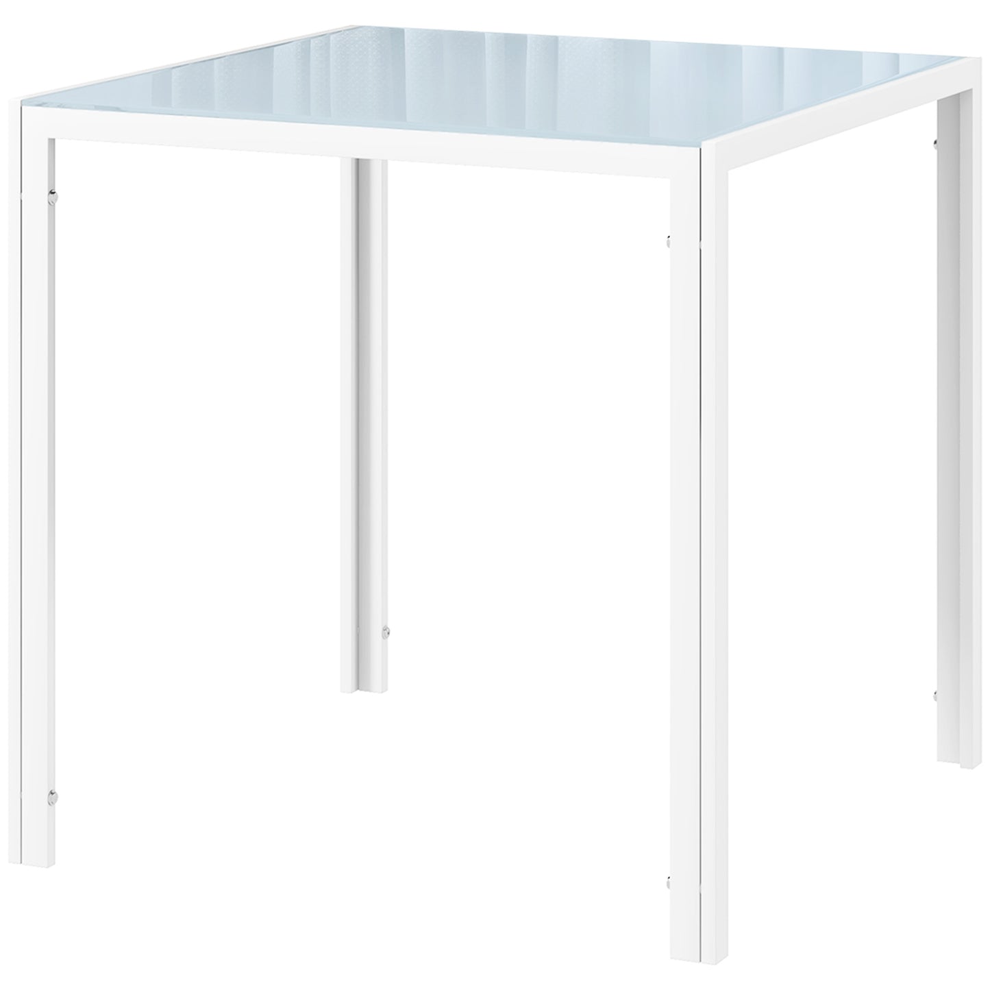 Square Kitchen Table for 2-4 People, Dining Table with Glass Top and Steel Legs for Dining Room, White Dining Tables   at Gallery Canada