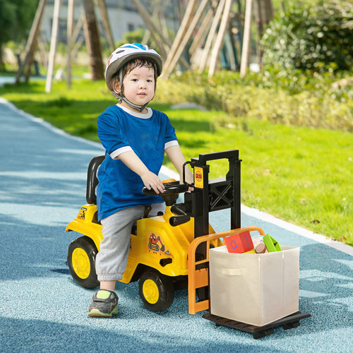 Ride On Forklift Toy No Power Construction Truck with Fork Tray Storage, for 3-4 Years Old, 33.9