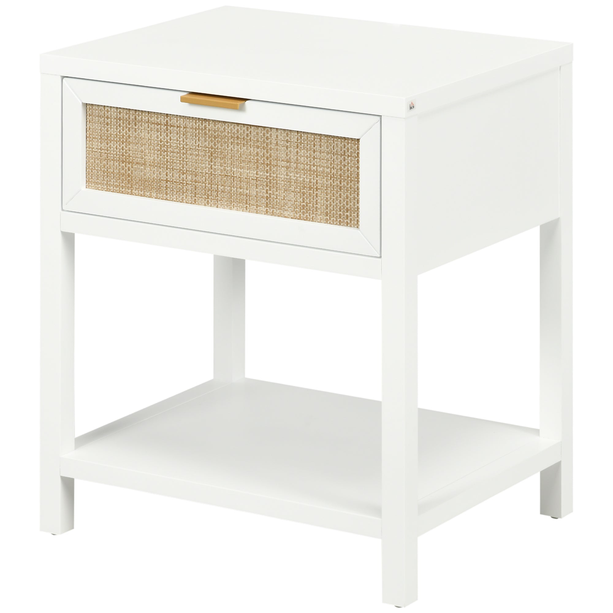 Boho Nightstand, Bedside Table with Rattan Drawer and Open Shelf, Side End Table for Bedroom, Living Room Bedside Tables at Gallery Canada