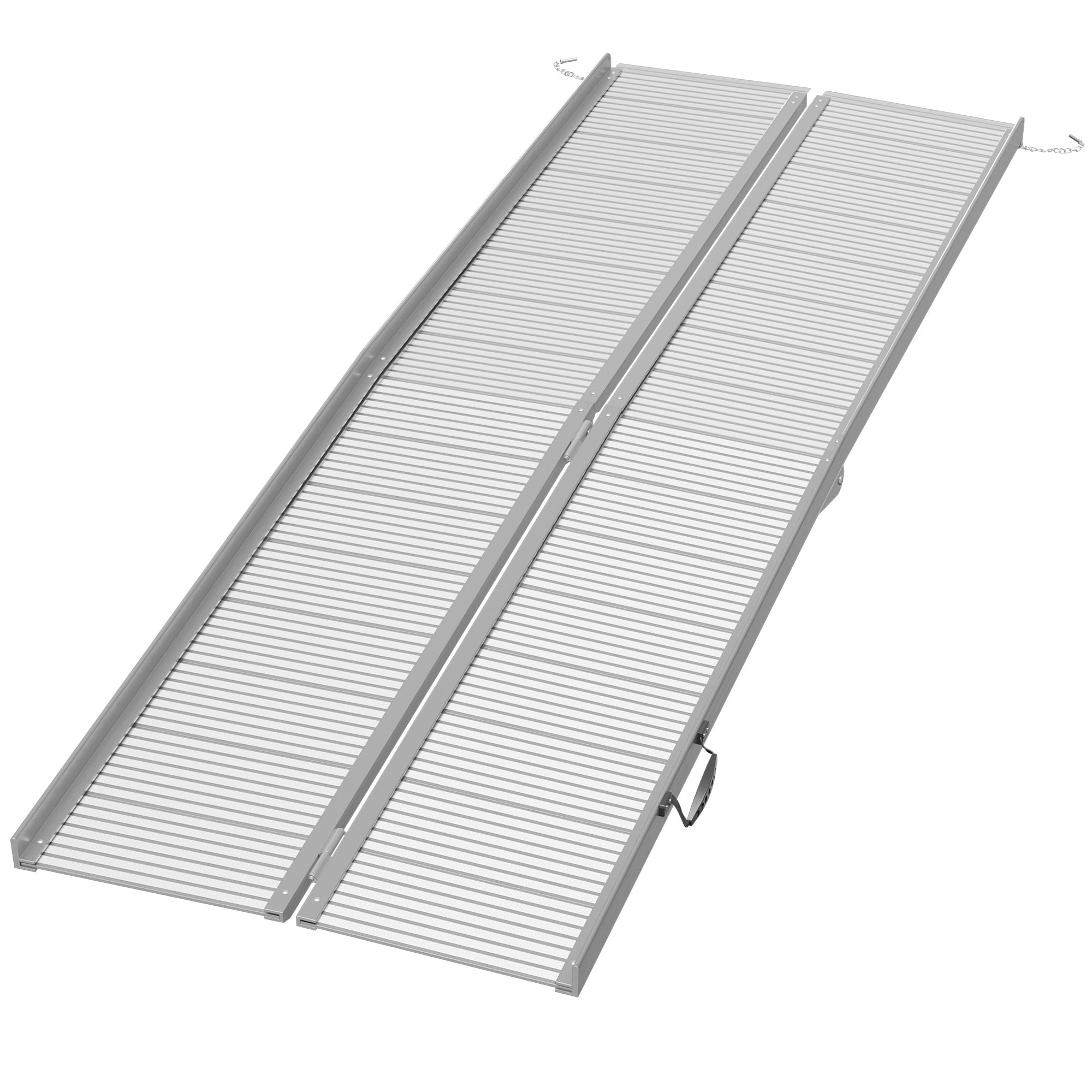8' Foldable Handicap Ramp for Home, Steps, Doorways, Aluminum Portable Wheelchair Ramp, Textured Threshold Ramp, Silver Knee Walker & Wheelchair Ramps Silver at Gallery Canada