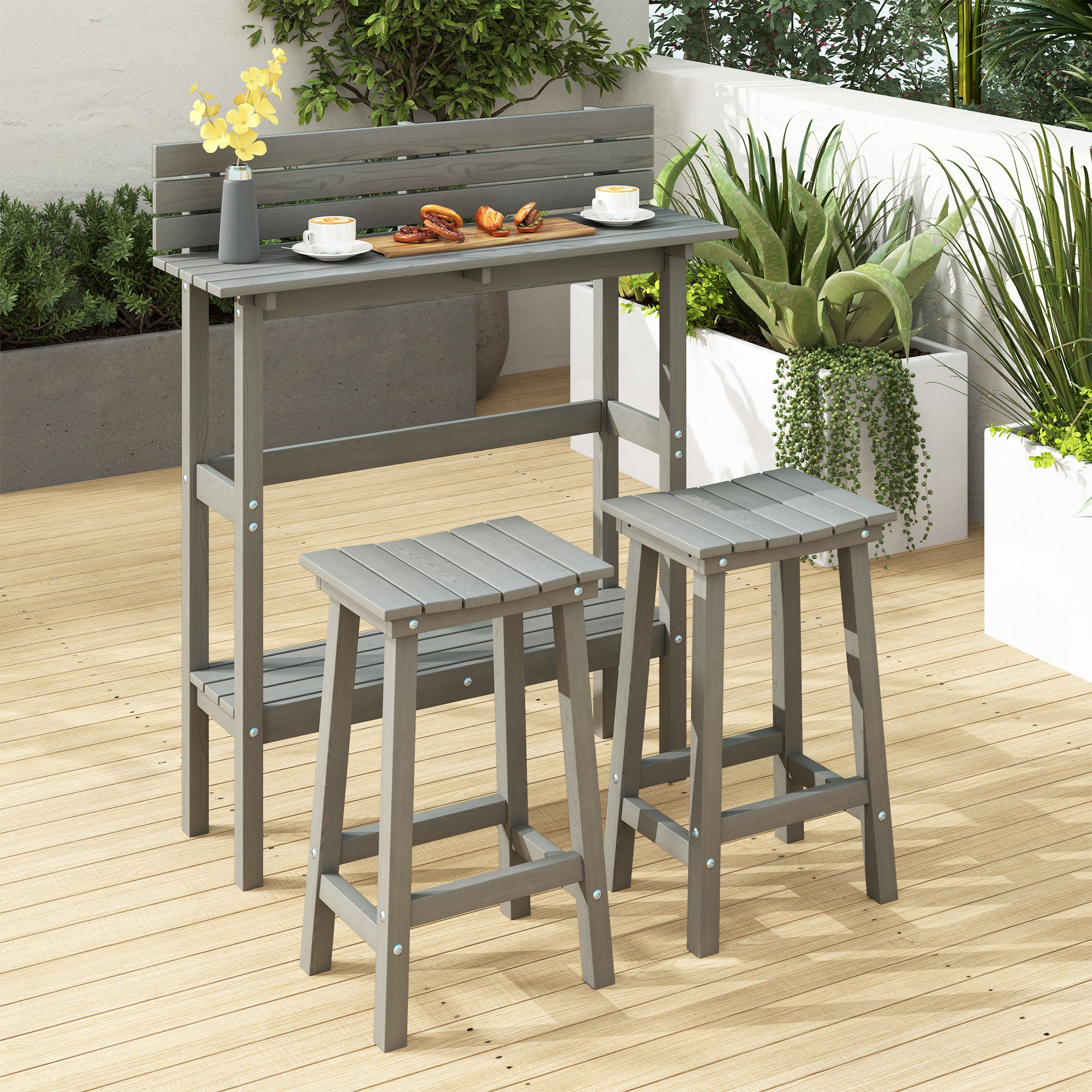 3 Piece Patio Bar Set with 43