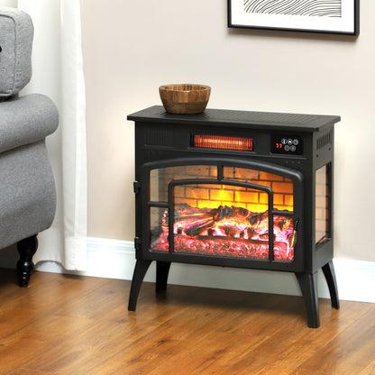 Electric Fireplace Stove, Infrared Fireplace Heater with Realistic Flame, Adjustable Temperature, 1500W, Black Electric Fireplaces   at Gallery Canada