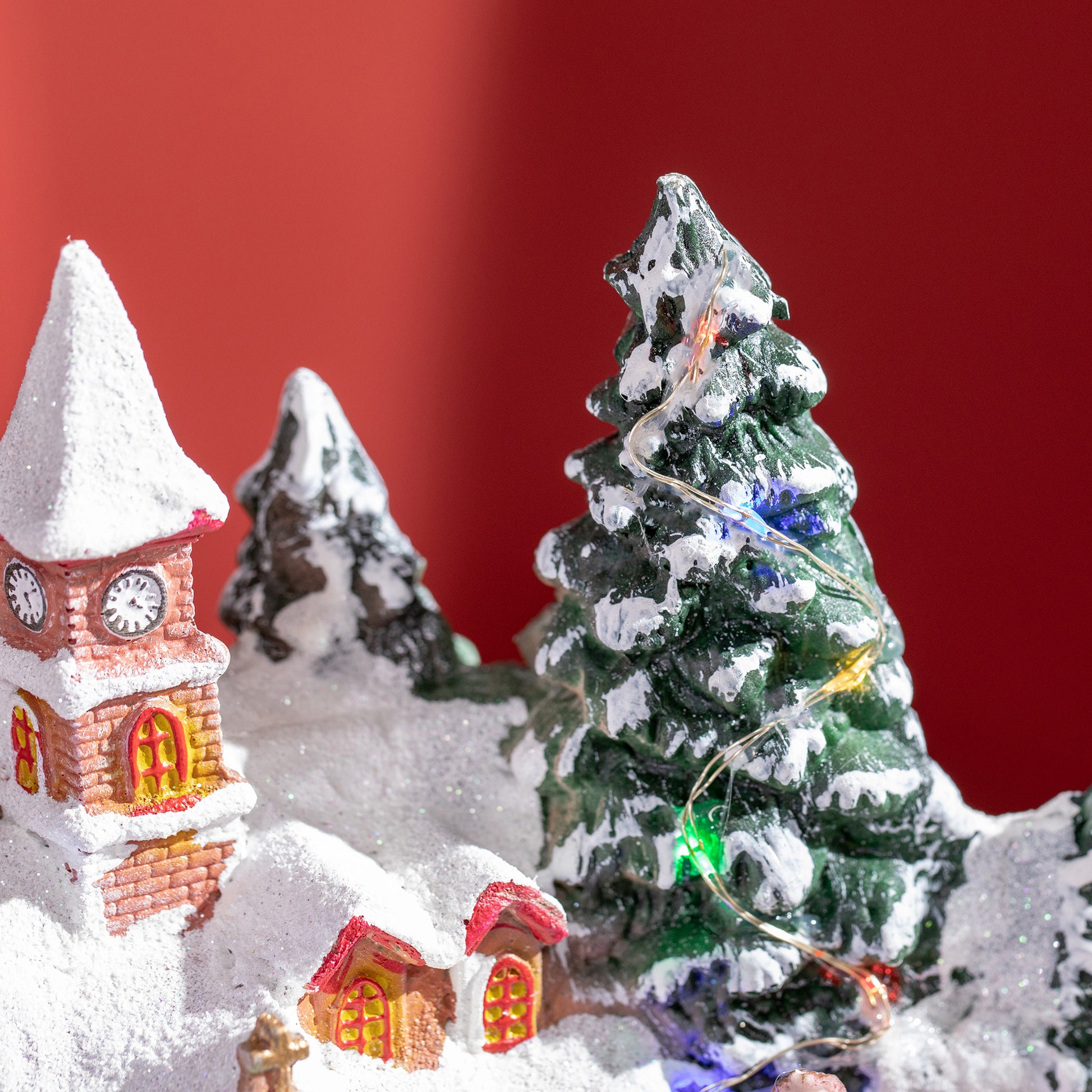 Desktop Christmas Decoration, Christmas Village Houses with Rotating Train, Battery Operated, Multicolored Christmas Village Houses   at Gallery Canada