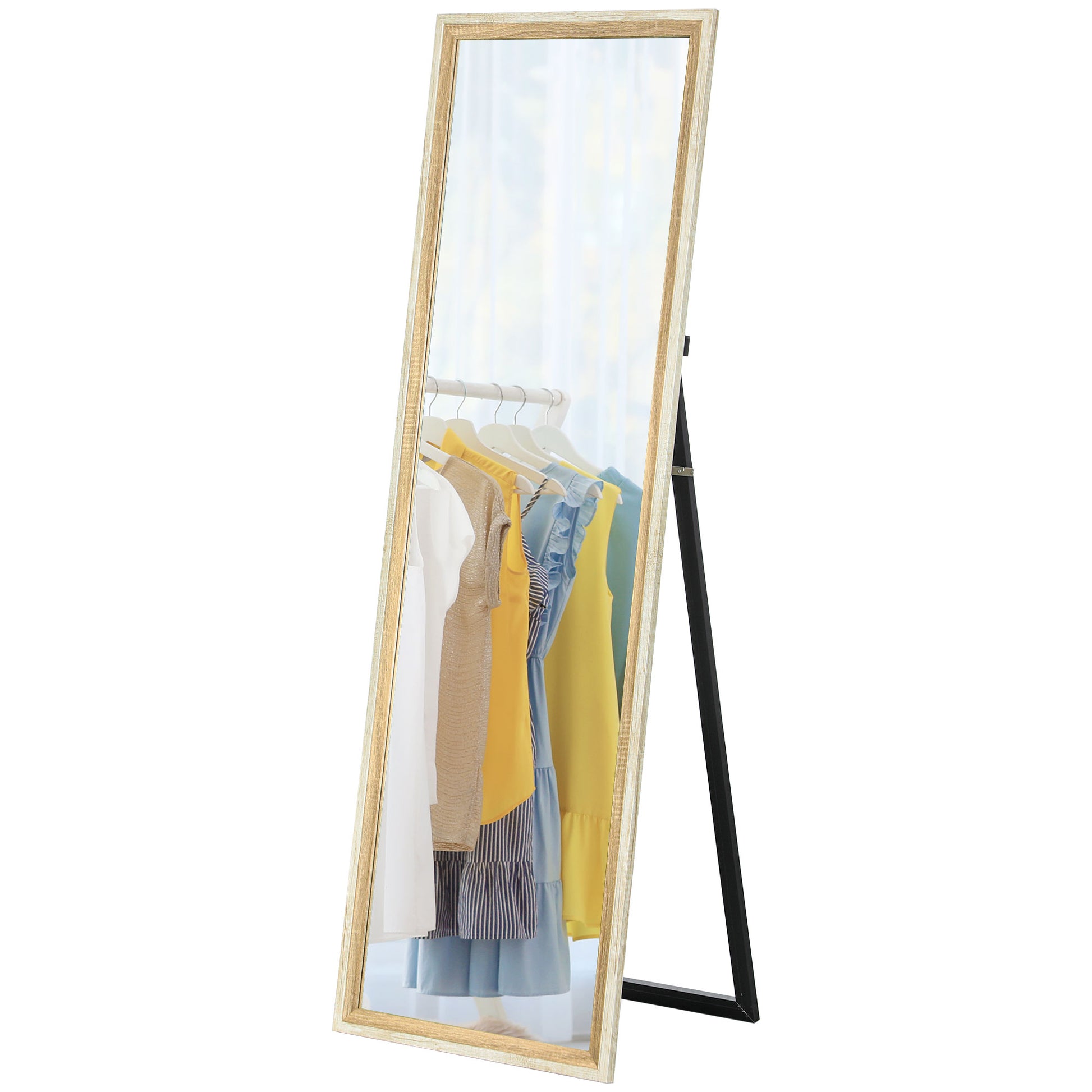 Floor Standing Mirror, Full Length Mirror, Free Standing, Leaning or Wall Mirror with Frame for Bedroom, Dark Wood Grain Full Length Mirrors at Gallery Canada