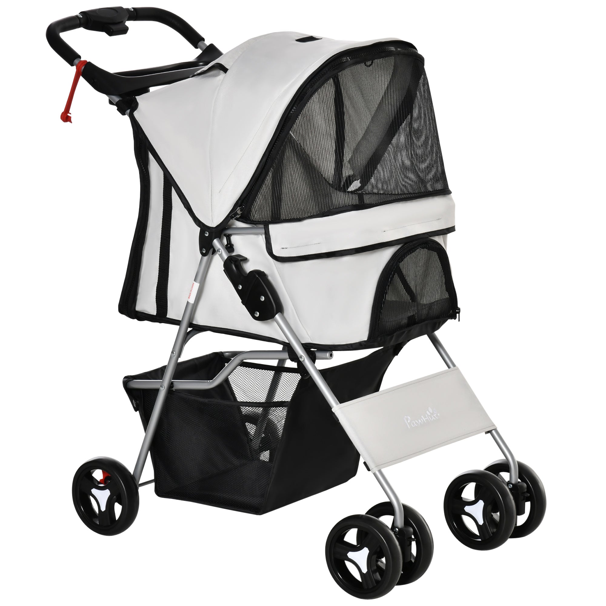 Dog Stroller, Foldable Pet Stroller for XS and Small Dogs and Cats, 4 Wheels Travel Carrier with Cup Holder, Storage Basket, 360° Wwiveling Front Wheels, Grey Dog Bike Trailers & Strollers at Gallery Canada