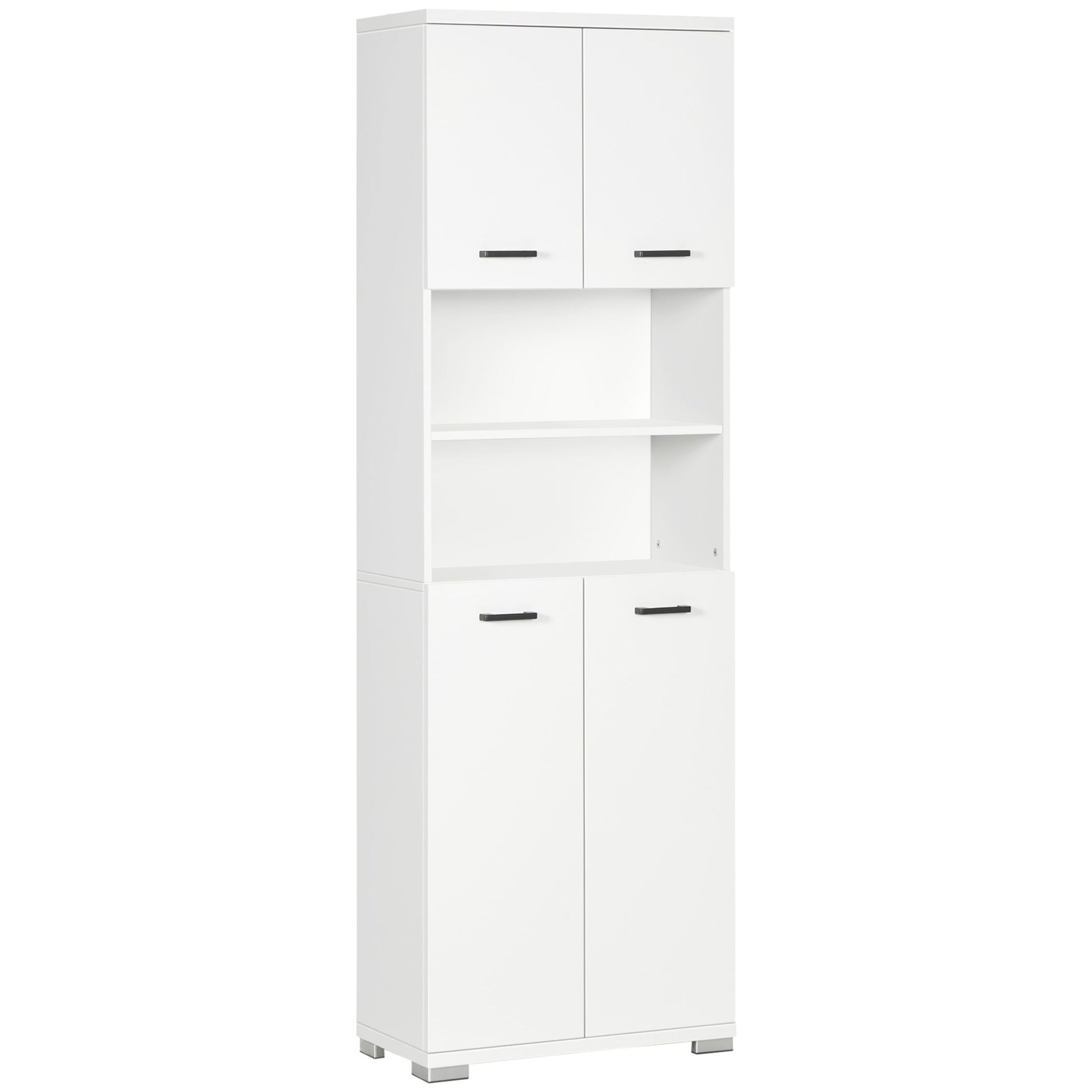 Bathroom Cabinet, Freestanding Linen Cabinet with Open Shelves and Cupboards, 23.6"x13.2"x72", White Bathroom Cabinets White  at Gallery Canada