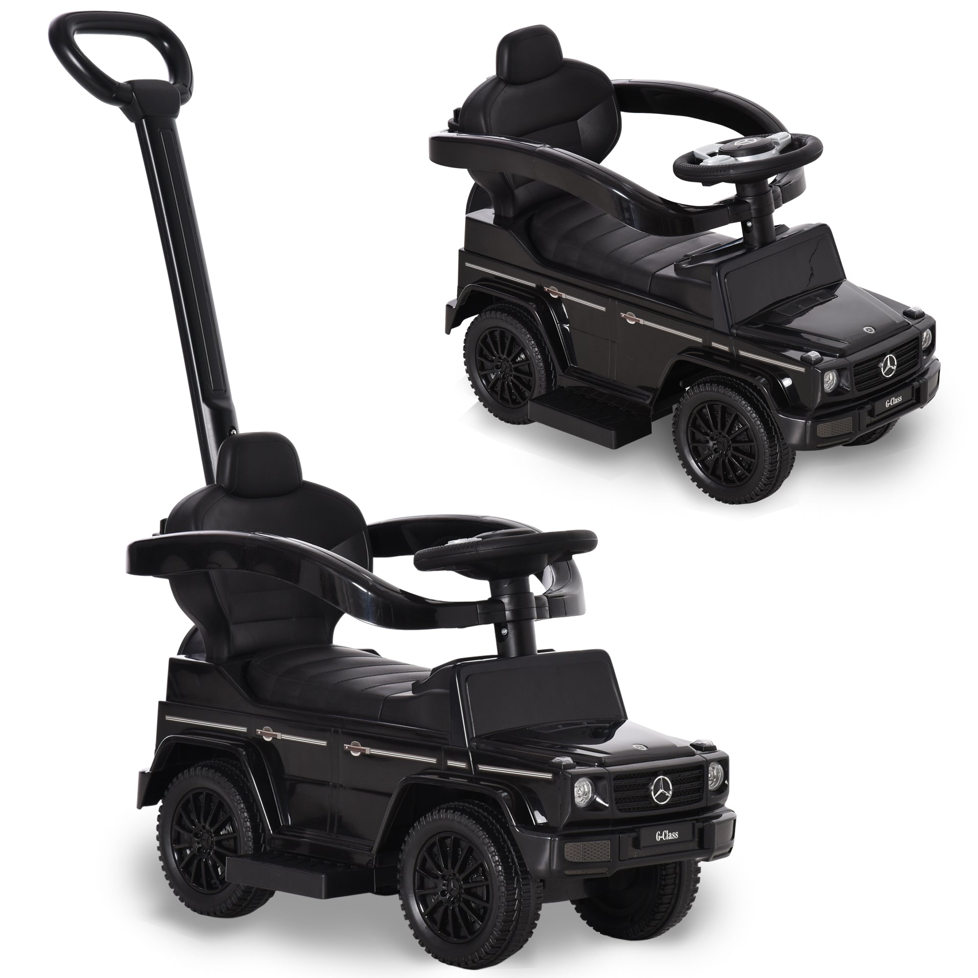 Mercedes-Benz G350 Licensed Push Car, 3-in-1 Toddler Sliding Car with Horn, Steering, Foot Rest, Seat Storage, Black Push Cars for Toddlers Black at Gallery Canada