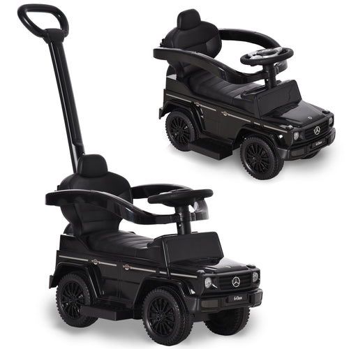 Mercedes-Benz G350 Licensed Push Car, 3-in-1 Toddler Sliding Car with Horn, Steering, Foot Rest, Seat Storage, Black