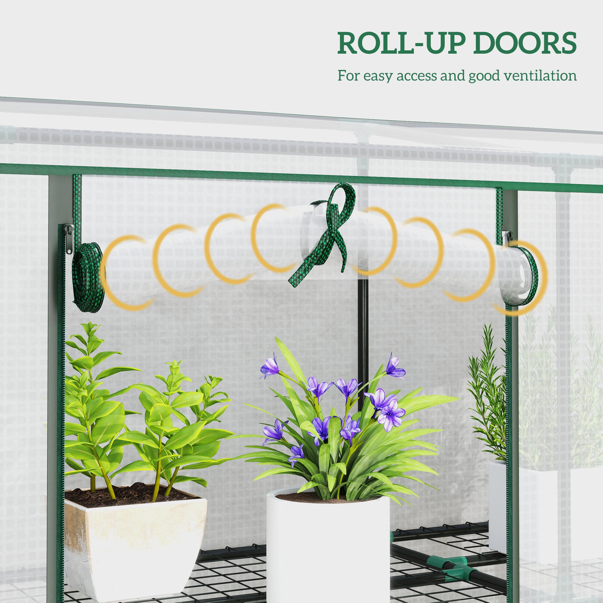 Lean-to Greenhouse with 3 Tier Shelves, Mini Greenhouse with 3 Roll-Up Doors for Indoor Outdoor, White Greenhouses at Gallery Canada