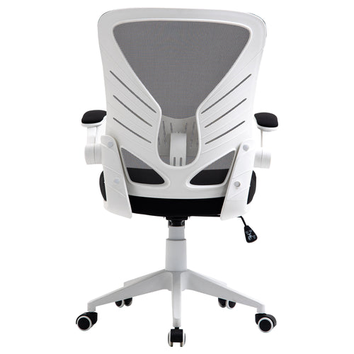 Mesh Office Chair Swivel Task Desk Chair with Lumbar Back Support, Flip-Up Arm, Adjustable Height, Grey Black