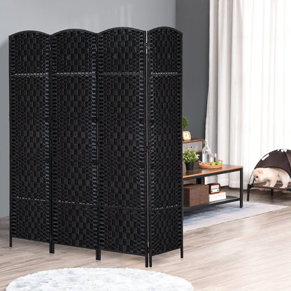 6ft Folding Room Divider, 4 Panel Wall Partition with Wooden Frame for Bedroom, Home Office, Black Room Dividers   at Gallery Canada