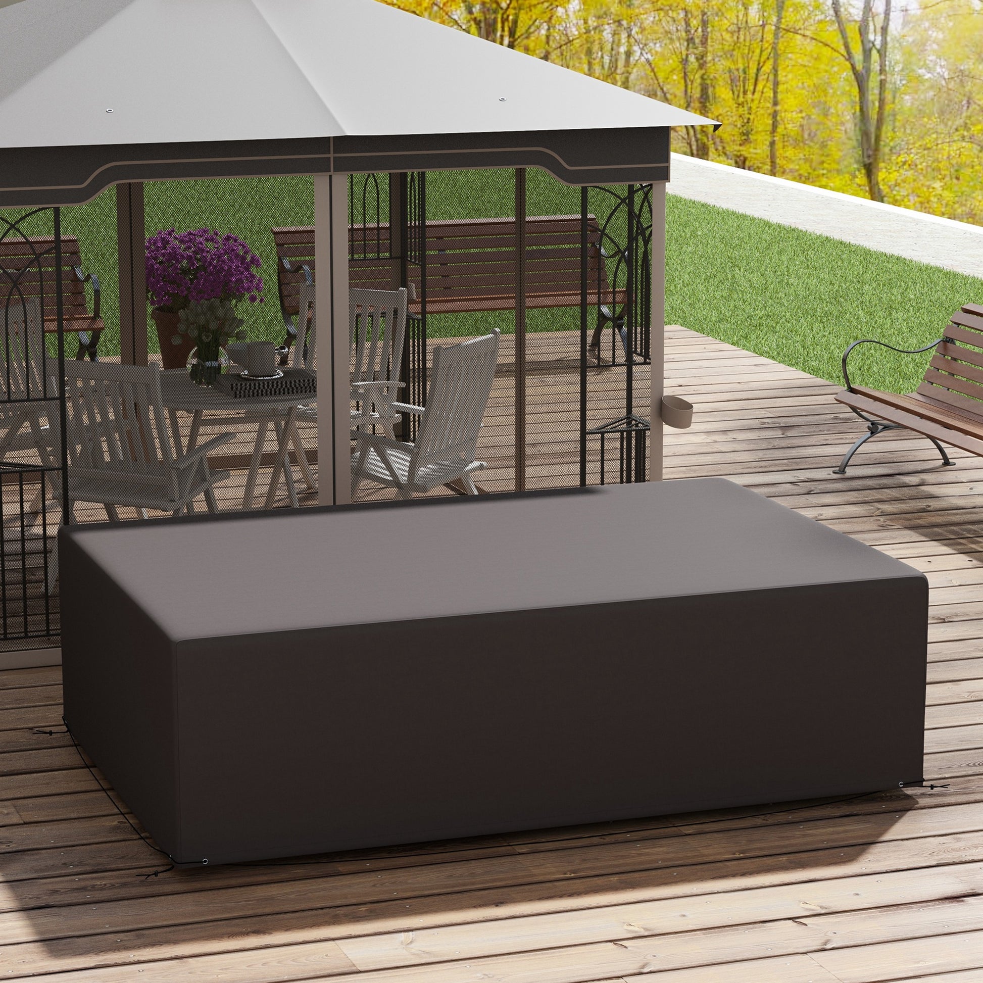 Patio Furniture Cover for Outdoor Sectional Sofa Set Waterproof Windproof Oxford Fabric, 97" x 65" x 26", Dark Grey Patio Furniture Covers   at Gallery Canada