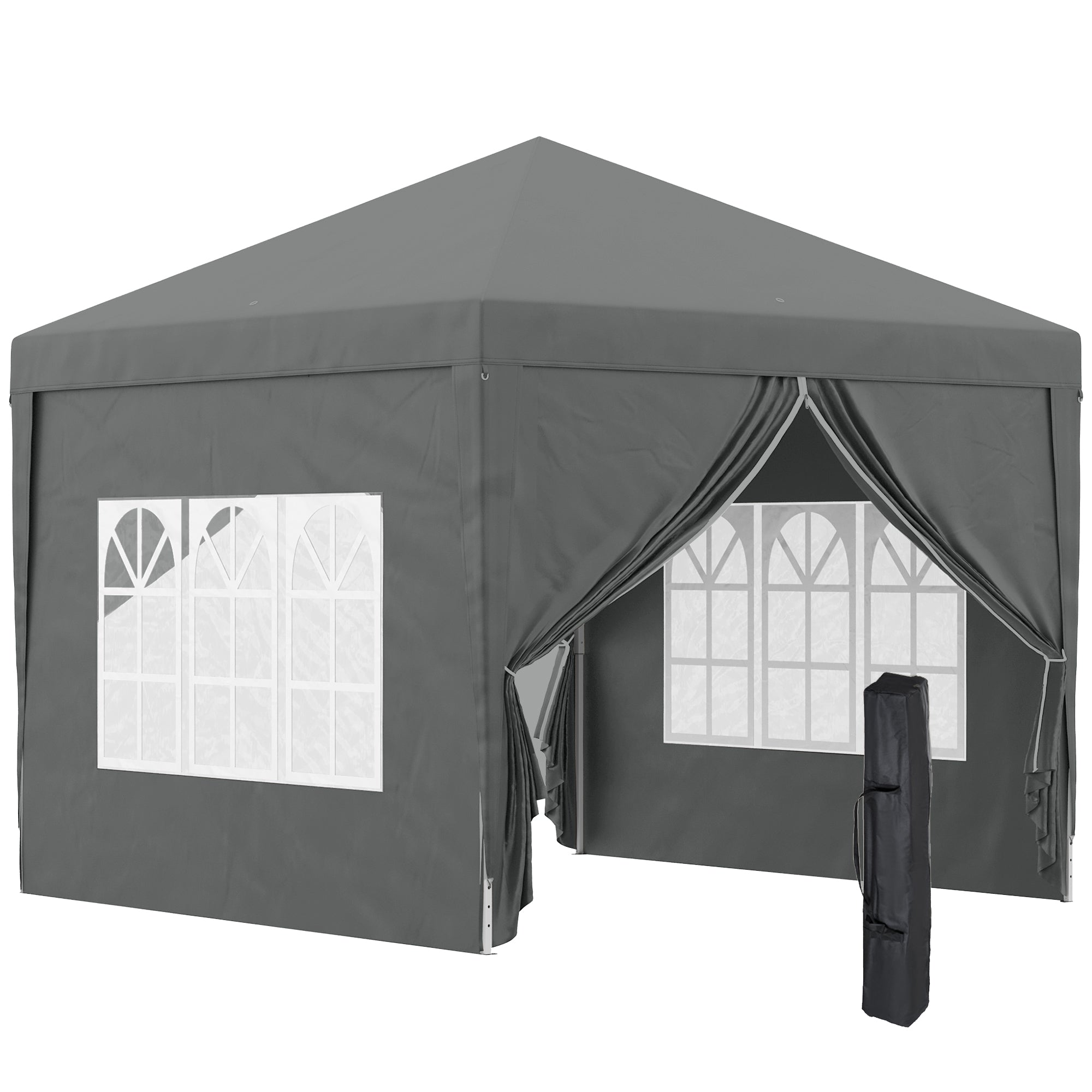 10'x10' Outdoor Pop Up Party Tent Wedding Gazebo Canopy with Carrying Bag (Dark Grey) Pop Up Canopies at Gallery Canada