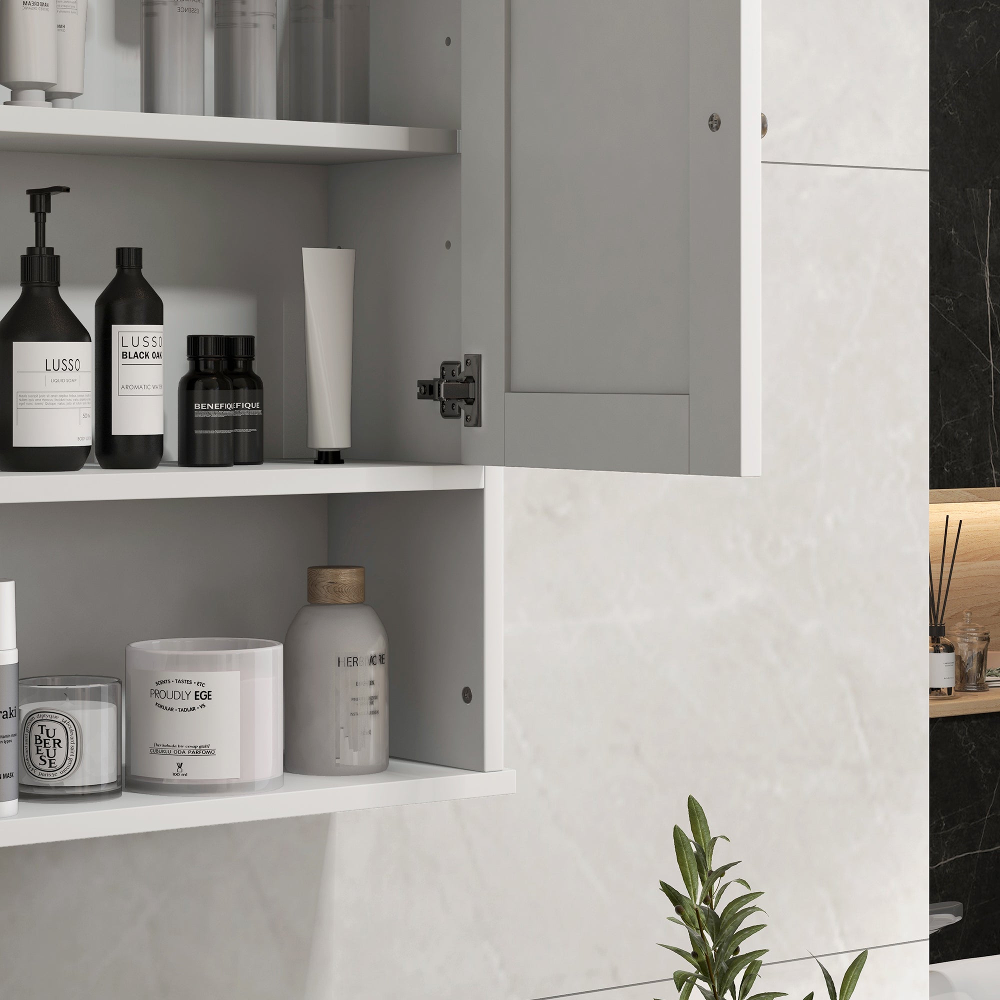 Farmhouse Bathroom Medicine Cabinet, Wall Cabinet with Barn Doors, and Adjustable Shelf for Laundry Room, White Bathroom Cabinets at Gallery Canada