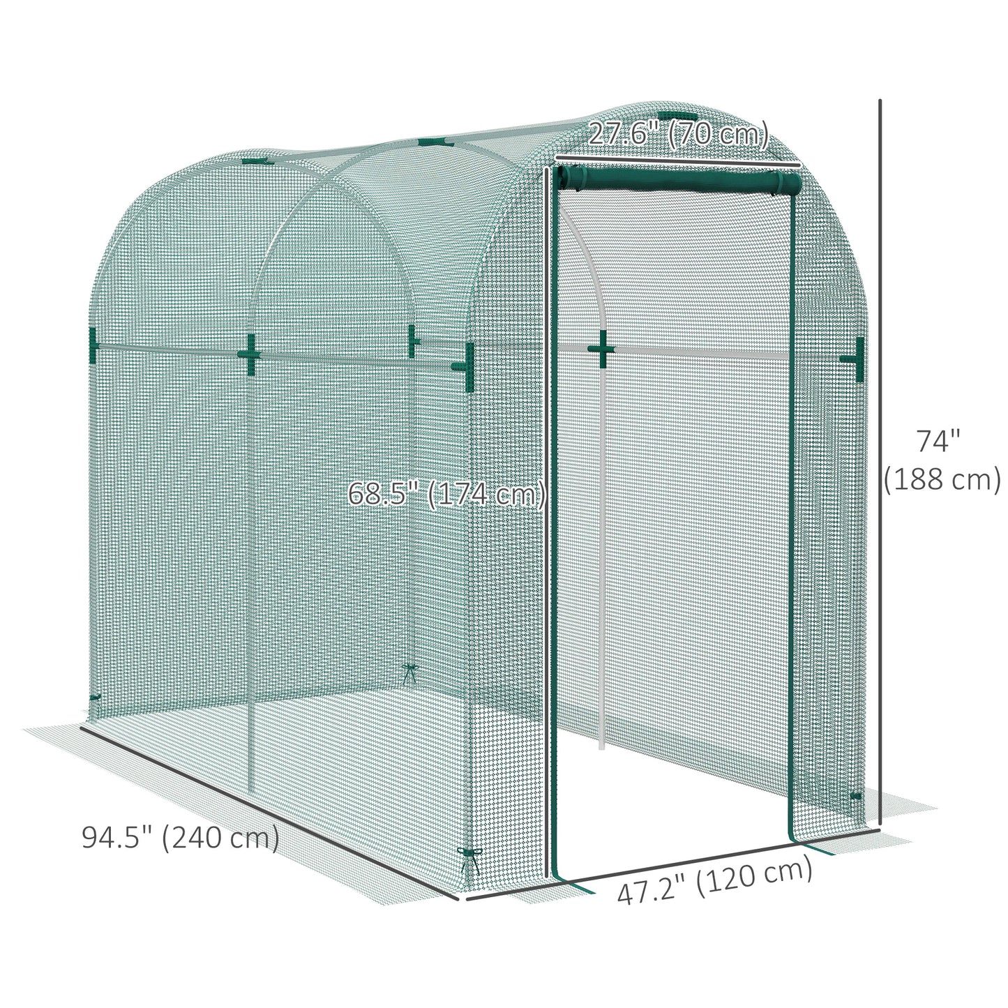 Galvanized Steel Crop Cage, Plant Protection Tent with Zippered Door, 4' x 8', Green Walk In Greenhouses at Gallery Canada