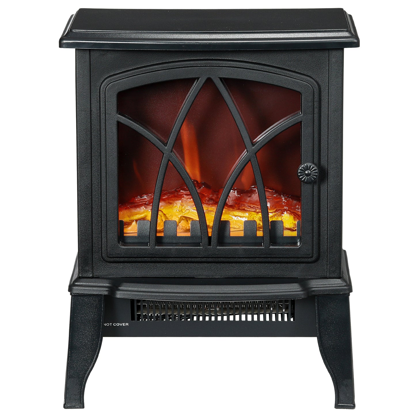 Electric Fireplace Heater, Freestanding Fireplace Stove with Realistic Flame and Overheat Protection, 750W/1500W, Black Electric Fireplaces   at Gallery Canada