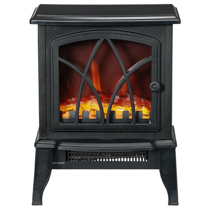 Electric Fireplace Heater, Freestanding Fireplace Stove with Realistic Flame and Overheat Protection, 750W/1500W, Black Electric Fireplaces   at Gallery Canada