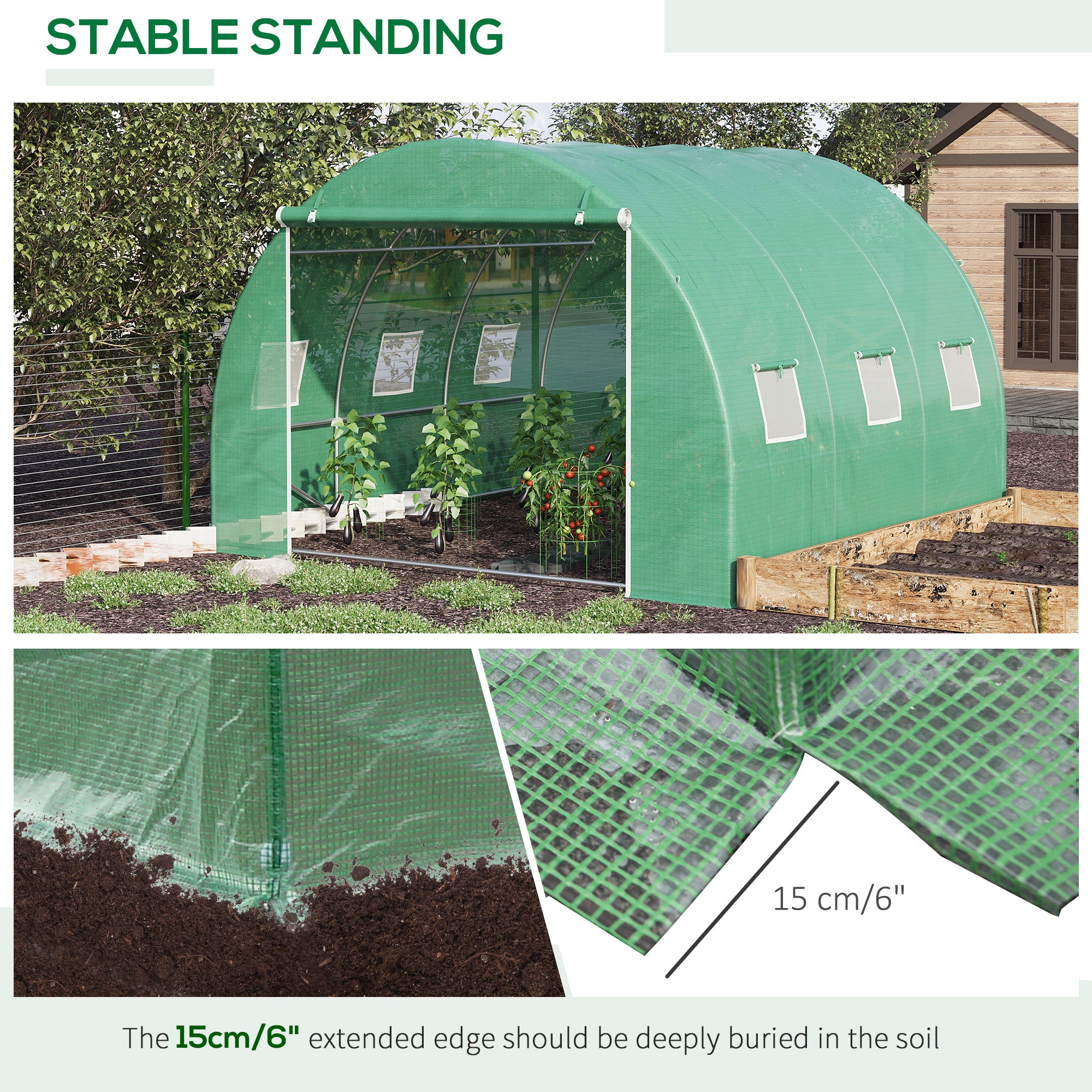 10' x 10' x 6.5' Walk-in Tunnel Greenhouse with High-Quality Transparent PE Cover, Zipper Doors, &; Windows Walk In Greenhouses at Gallery Canada