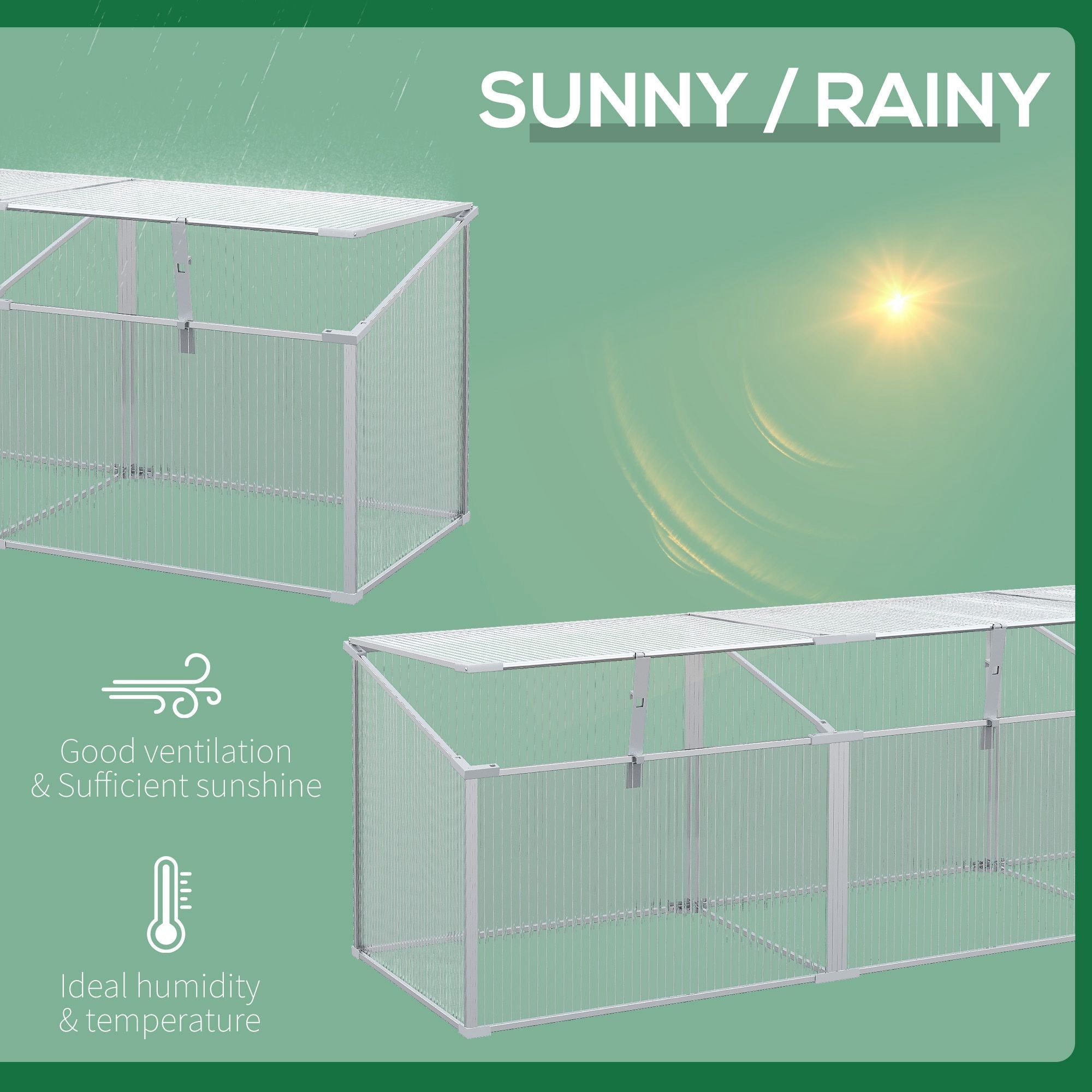 Aluminium Cold Frame Greenhouse Garden Portable Raised Planter with Openable Top, 71